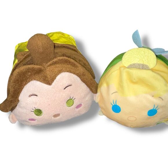 Disney Tsum Plush Princess Belle Beauty & Beast Tinkerbell Pillow 12" Lot of 2 - Picture 3 of 16